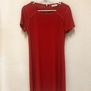Calvin Klein red polyester holiday Dress!
